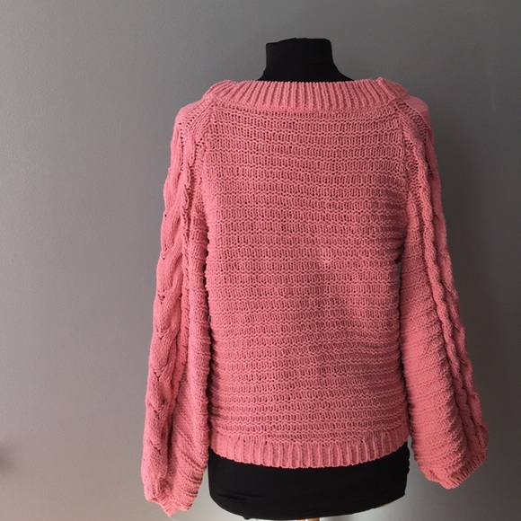 New Express Cable Knit Chenille Boat Neck Sweater - Picture 4 of 6